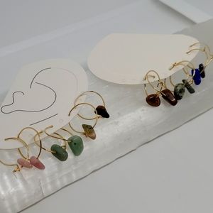 Natural stones tiny crystal Hoop Earrings